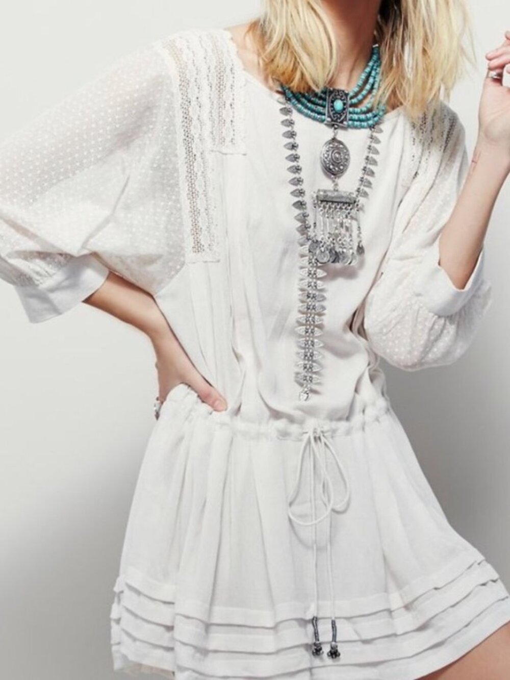 Free People Jeanine Tunic Dress White - Large